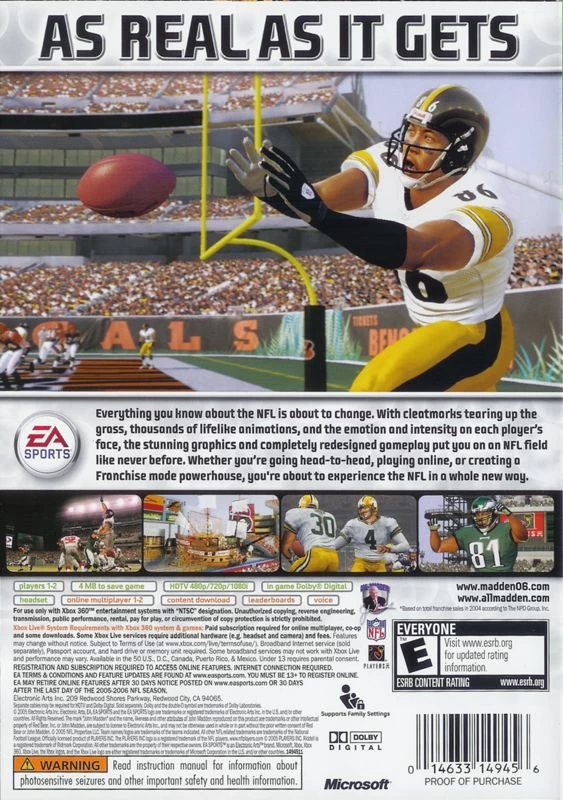 Capa do jogo Madden NFL 06