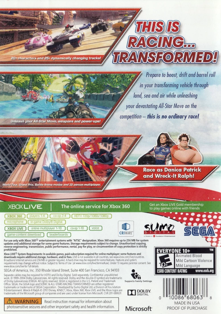 Capa do jogo Sonic & All-Stars Racing: Transformed