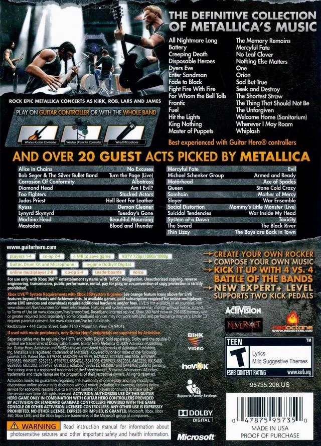 Guitar Hero: Metallica cover