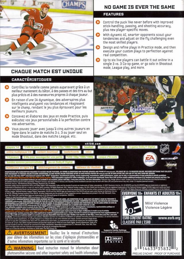 NHL 08 cover