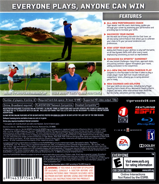 Capa do jogo Tiger Woods PGA Tour 09