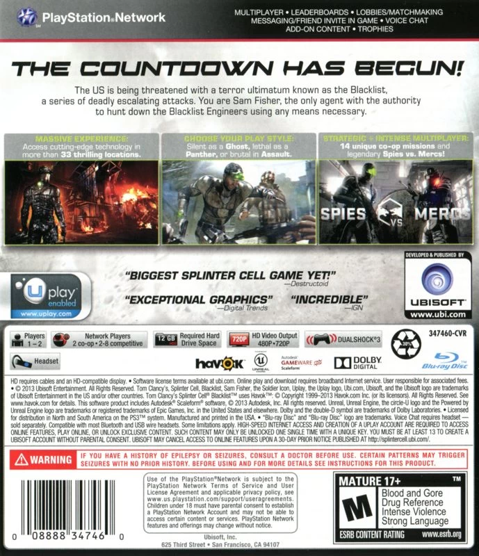 Capa do jogo Tom Clancys Splinter Cell: Blacklist