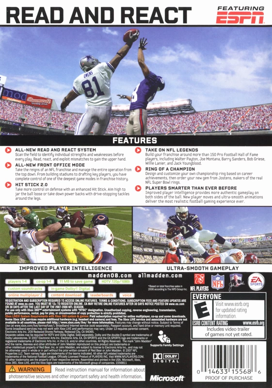 Capa do jogo Madden NFL 08