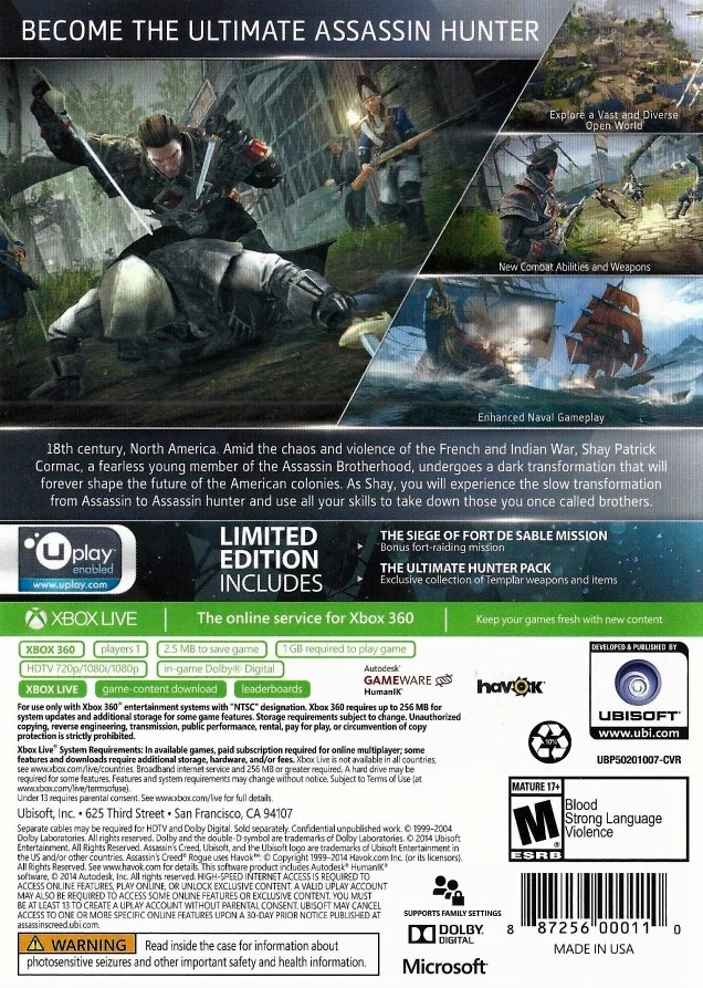 Capa do jogo Assassins Creed: Rogue