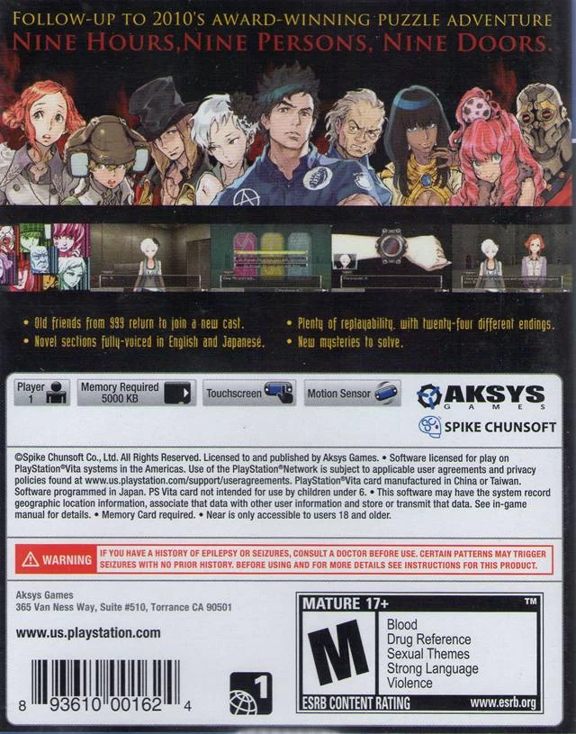 Zero Escape: Volume 2 - Virtues Last Reward cover