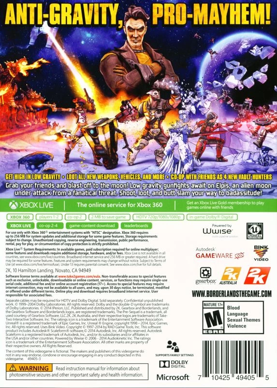 Capa do jogo Borderlands: The Pre-Sequel!