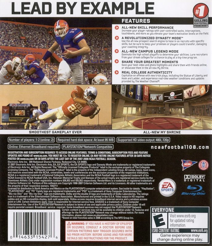 NCAA Football 08 para Playstation 3 (2007)