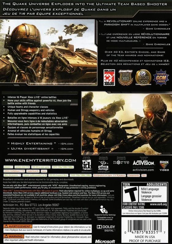 Capa do jogo Enemy Territory: Quake Wars