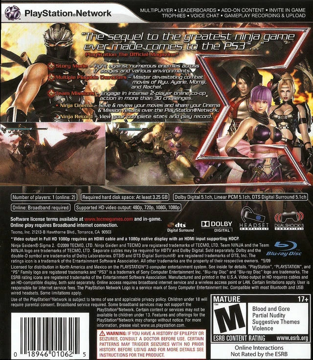 Ninja Gaiden Sigma 2 cover