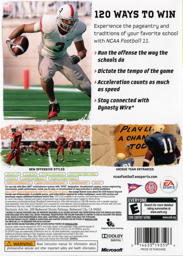 Capa do jogo NCAA Football 11