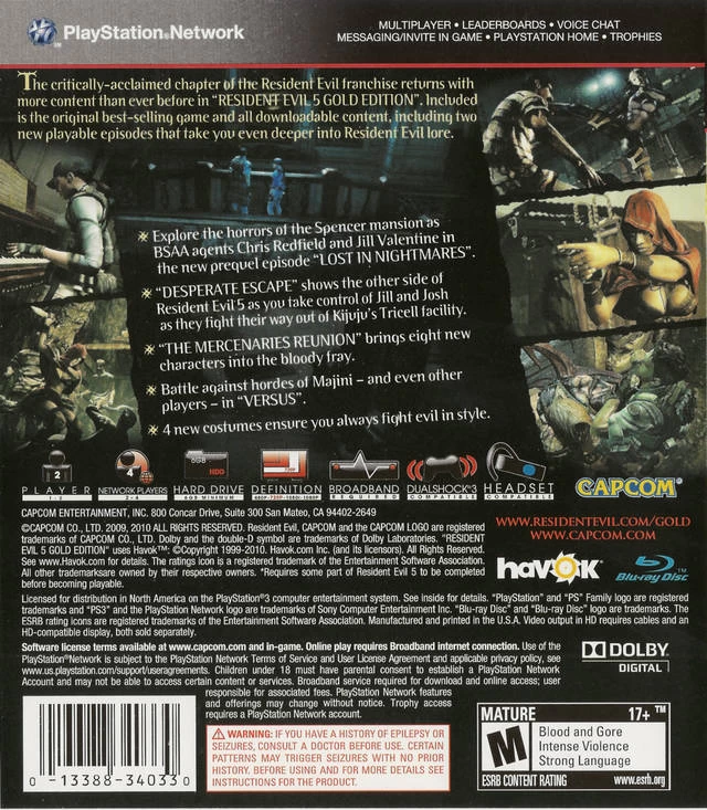 Capa do jogo Resident Evil 5: Gold Edition