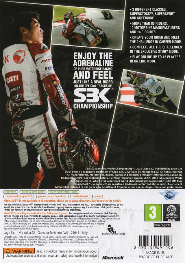 Capa do jogo SBK X: Superbike World Championship