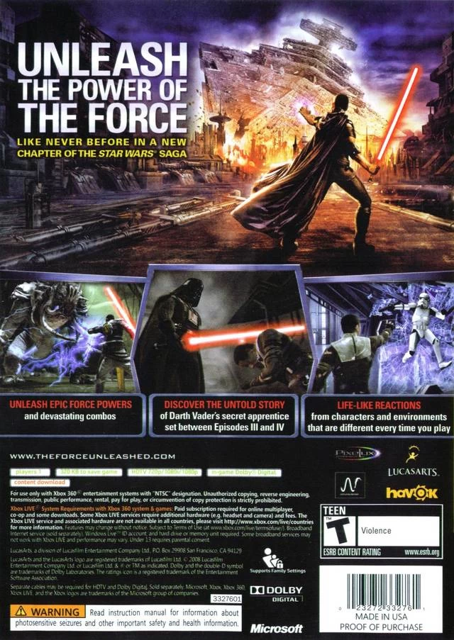 Capa do jogo Star Wars: The Force Unleashed