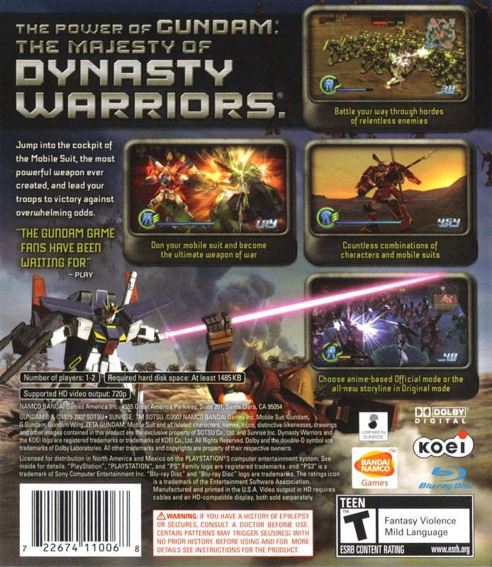 Dynasty Warriors: Gundam cover