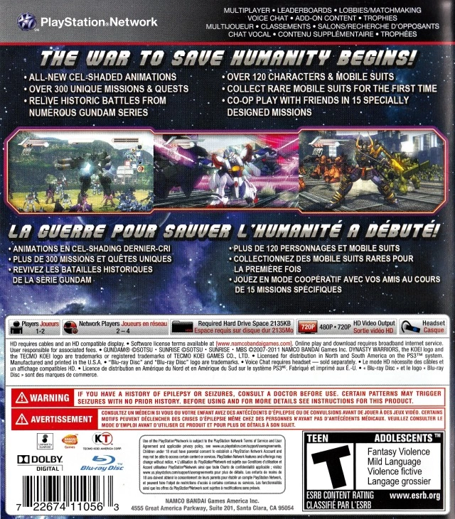 Dynasty Warriors: Gundam 3 cover