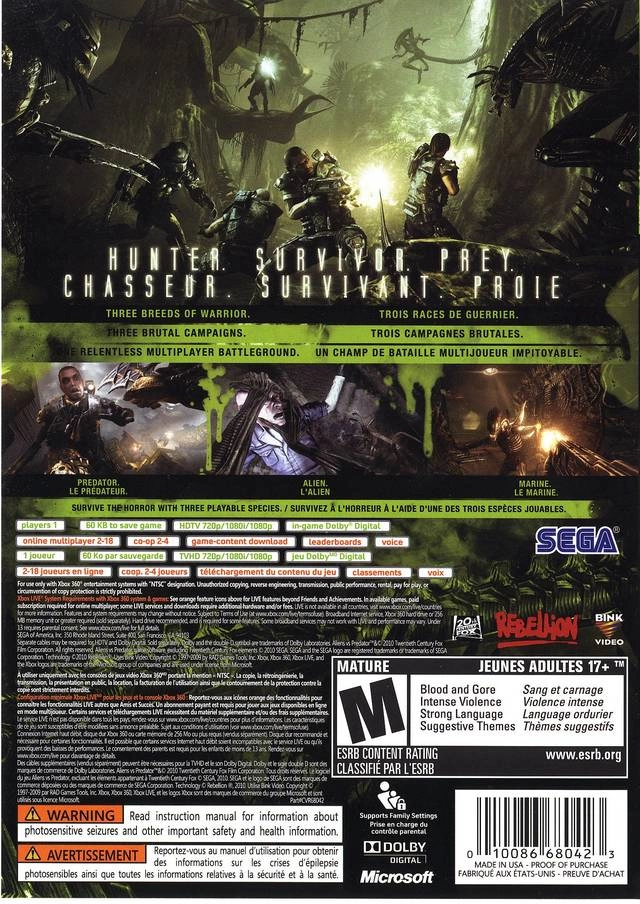 Capa do jogo Aliens vs Predator