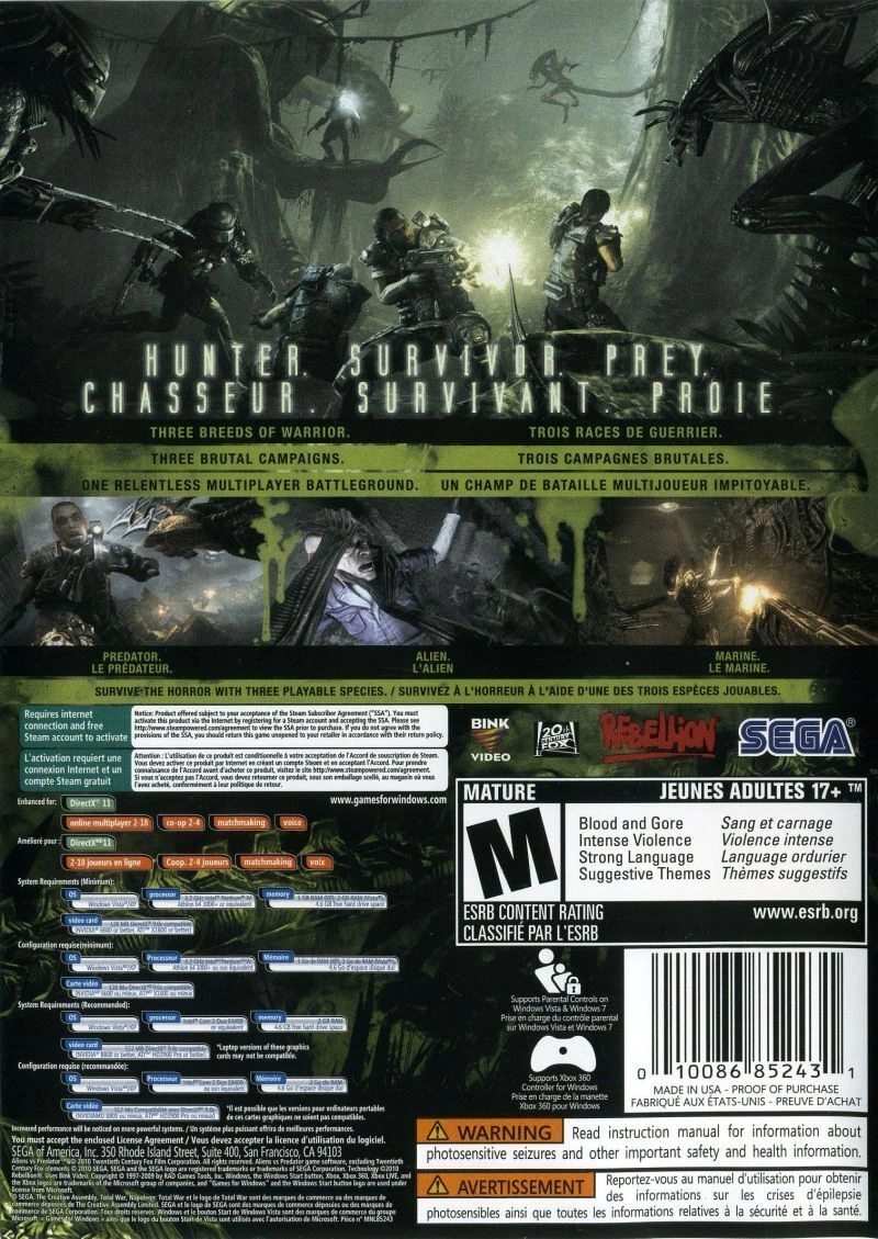 Capa do jogo Aliens vs Predator