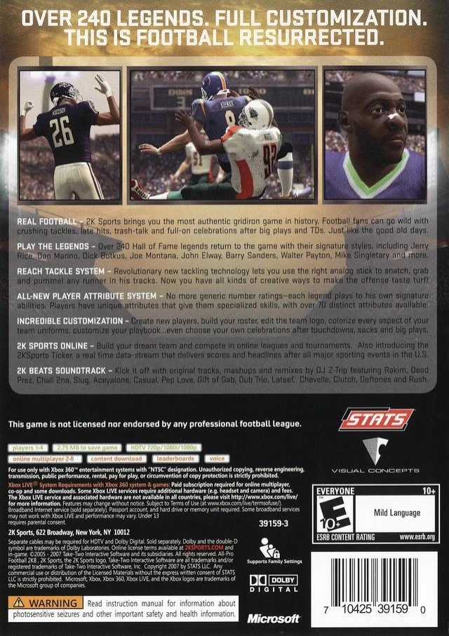 Capa do jogo All-Pro Football 2K8