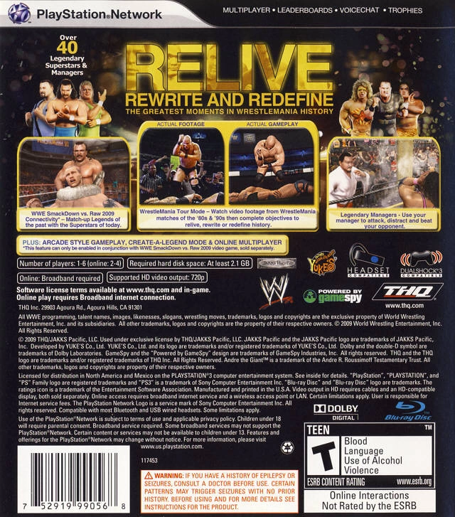 Capa do jogo WWE Legends of WrestleMania