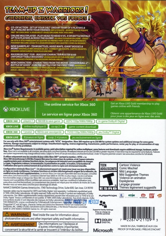 Capa do jogo Dragon Ball Z: Battle of Z