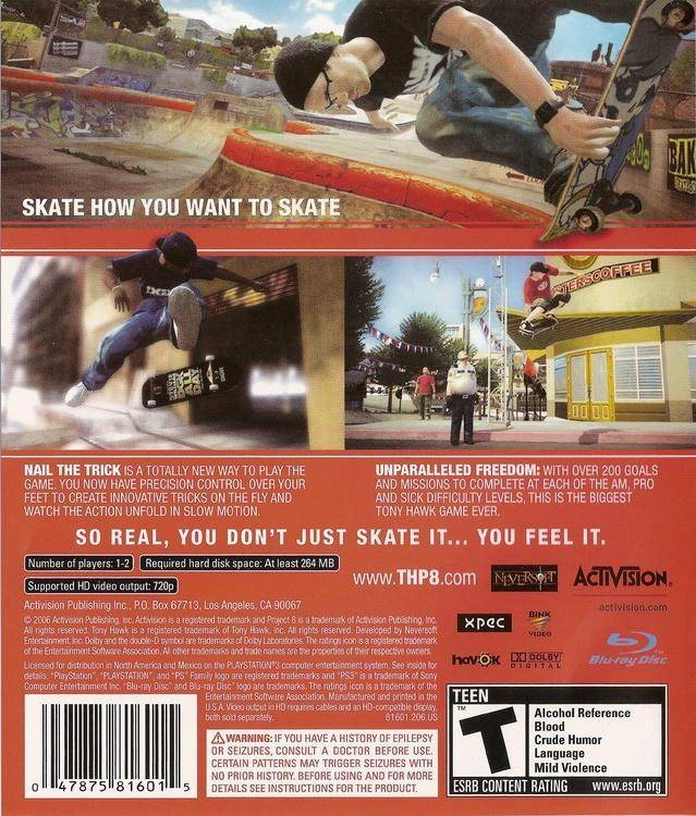 Capa do jogo Tony Hawks Project 8