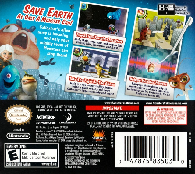 Capa do jogo Monsters vs. Aliens