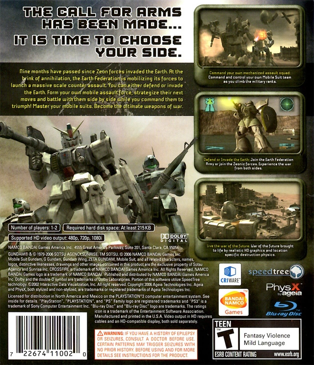 Capa do jogo Mobile Suit Gundam: Crossfire