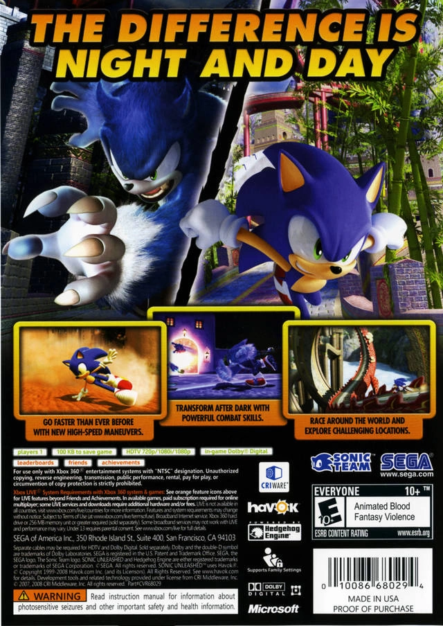 Sonic Unleashed cover