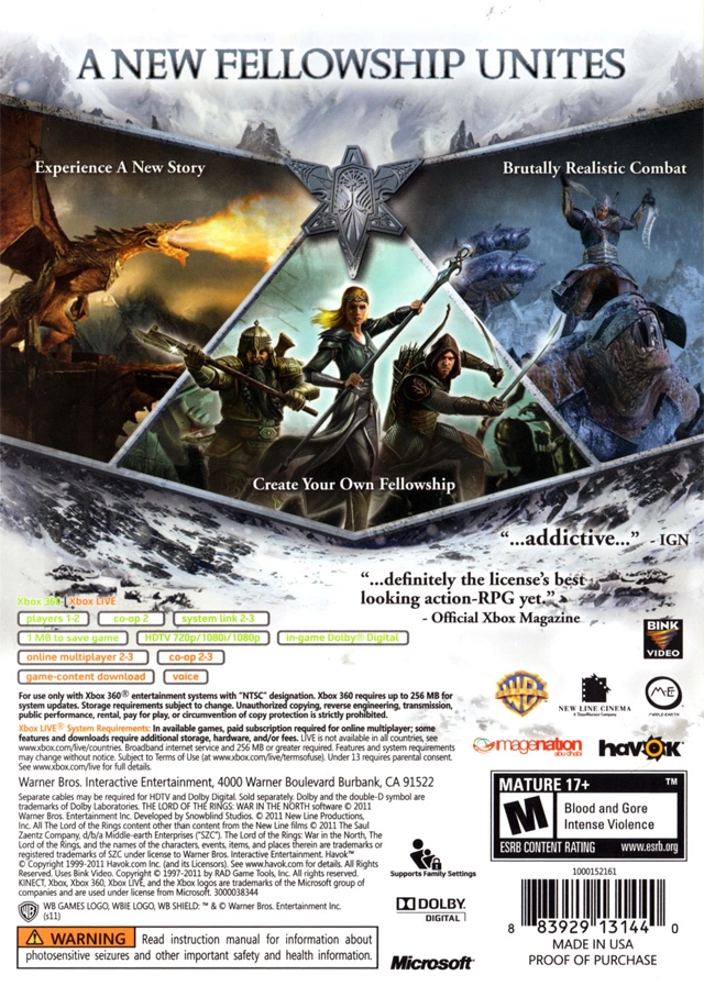 The Lord of the Rings: War in the North cover