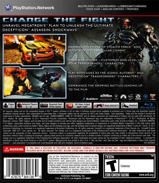 Capa do jogo Transformers: Dark of the Moon