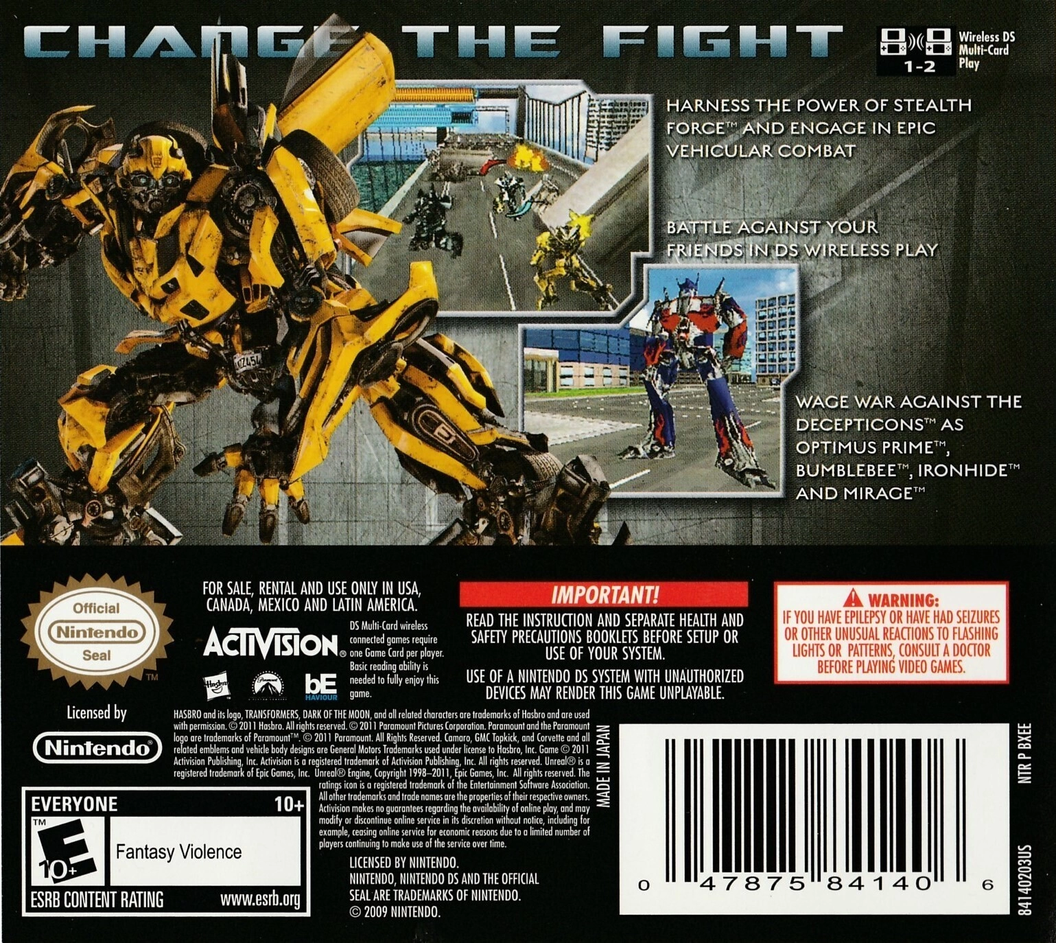 Capa do jogo Transformers: Dark of the Moon - Autobots