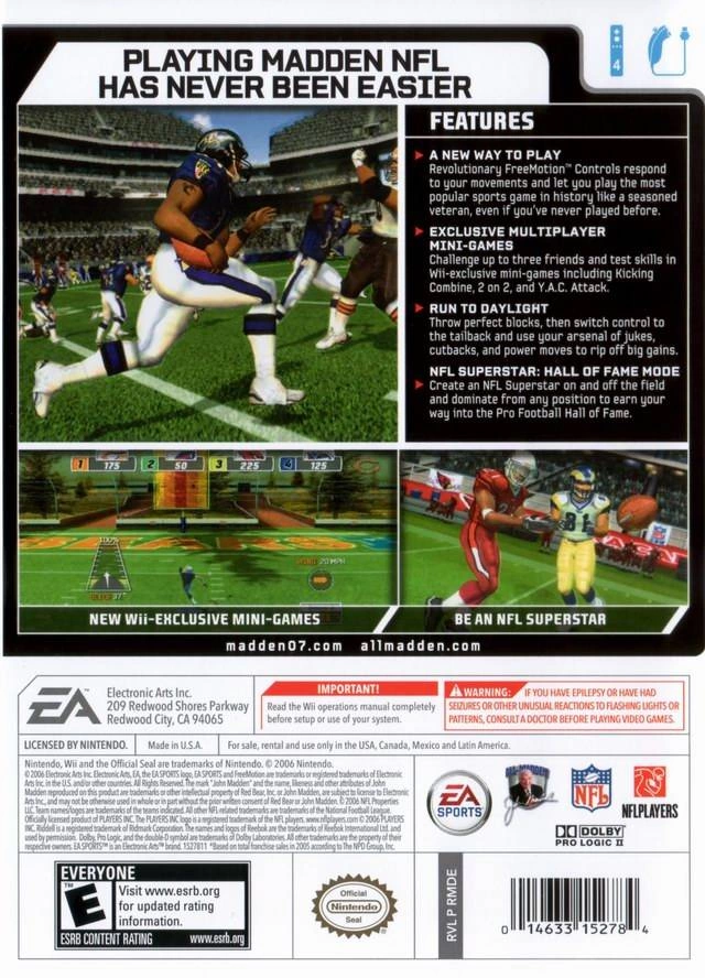 Capa do jogo Madden NFL 07