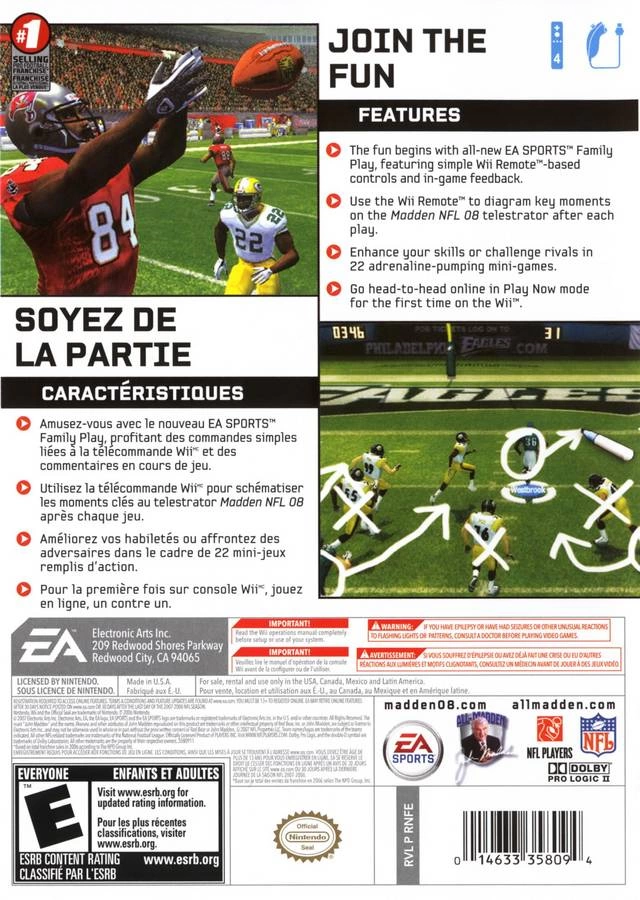 Capa do jogo Madden NFL 08