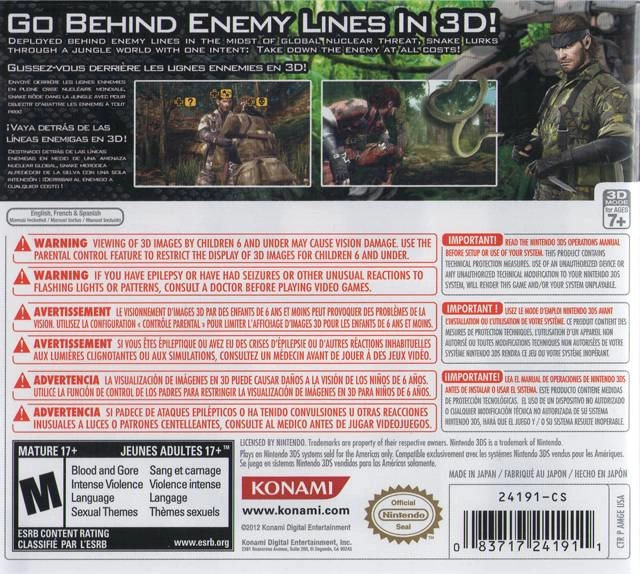 Capa do jogo Metal Gear Solid: Snake Eater 3D