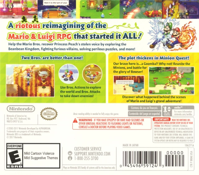 Capa do jogo Mario & Luigi: Superstar Saga + Bowsers Minions