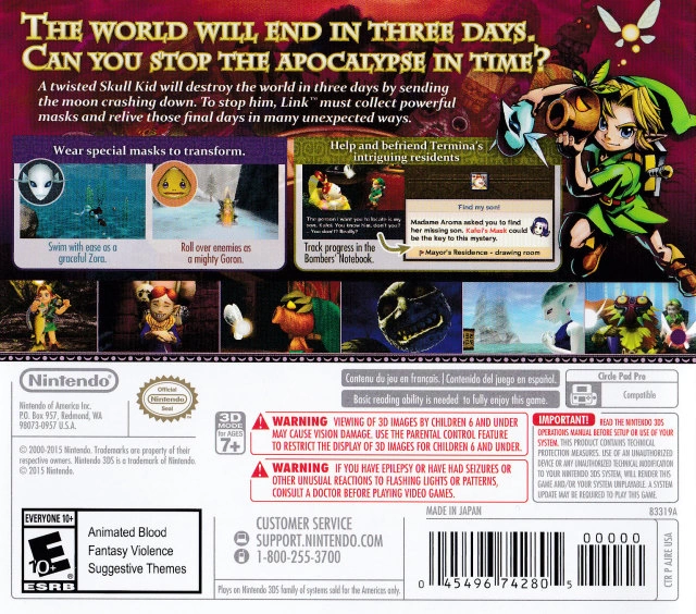 Capa do jogo The Legend of Zelda: Majoras Mask 3D