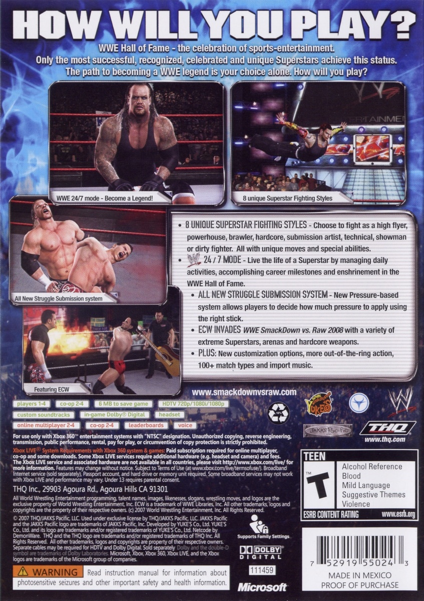 Capa do jogo WWE SmackDown vs. Raw 2008