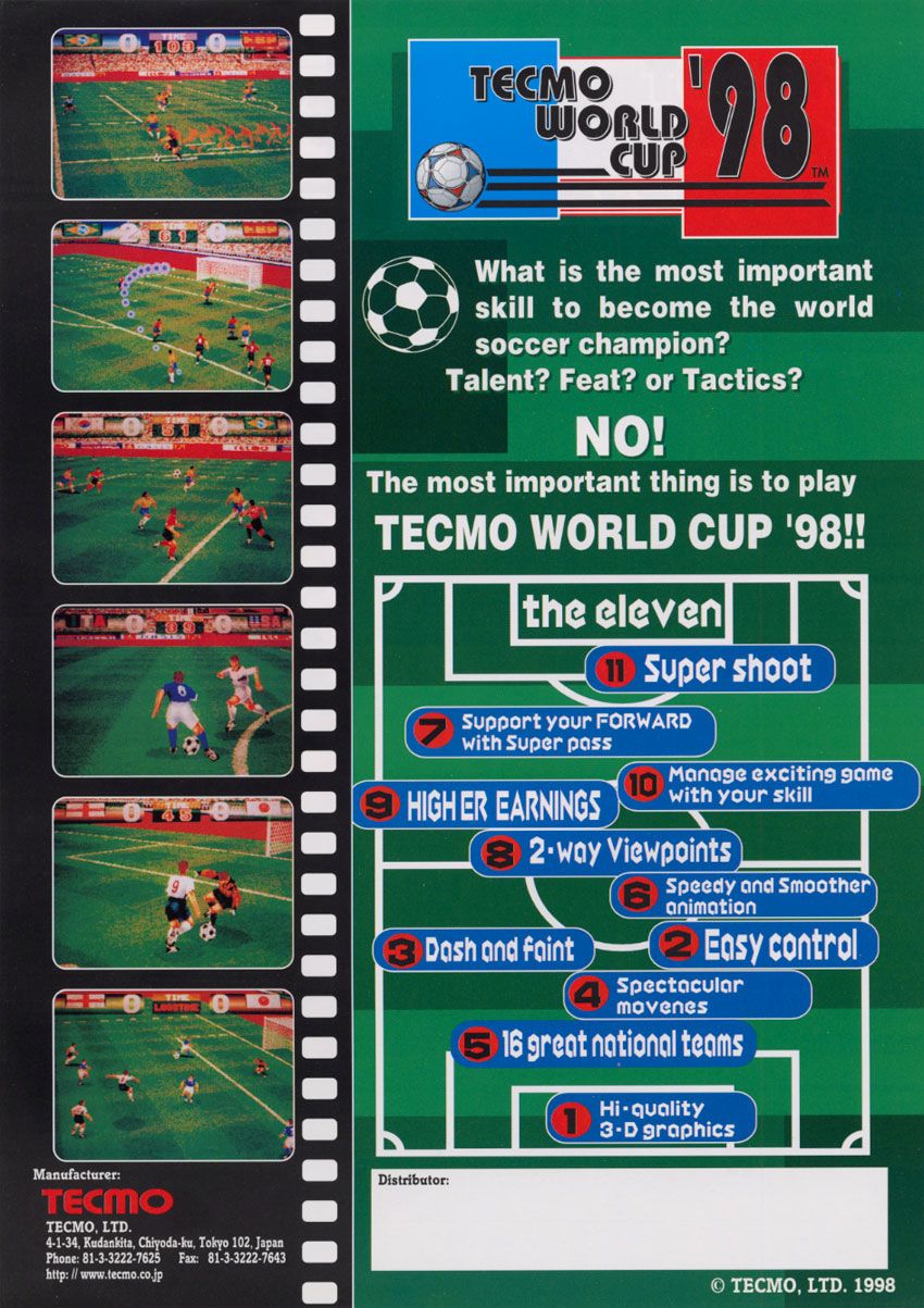 Tecmo World Cup 98 cover