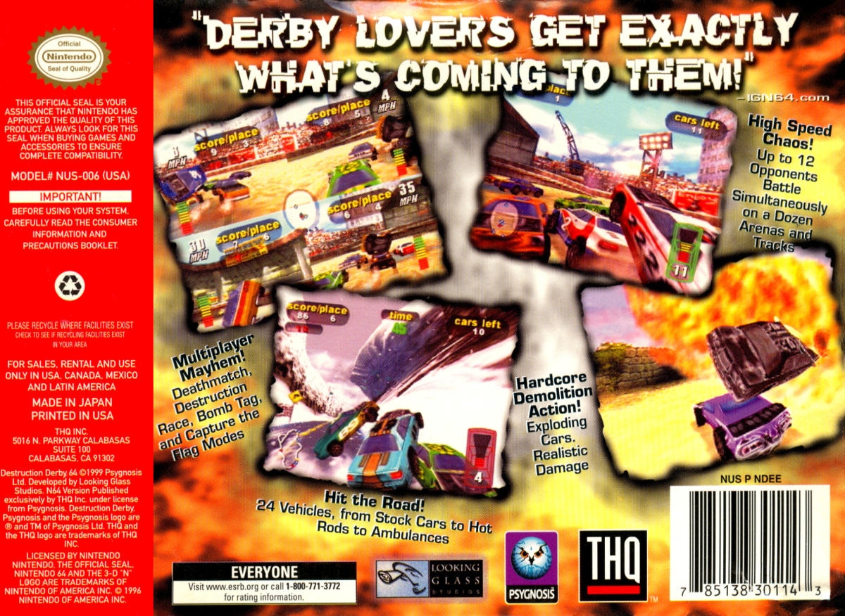 Destruction Derby 64 cover