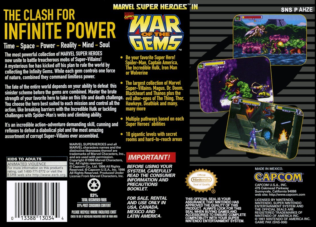 Marvel Super Heroes in War of the Gems cover