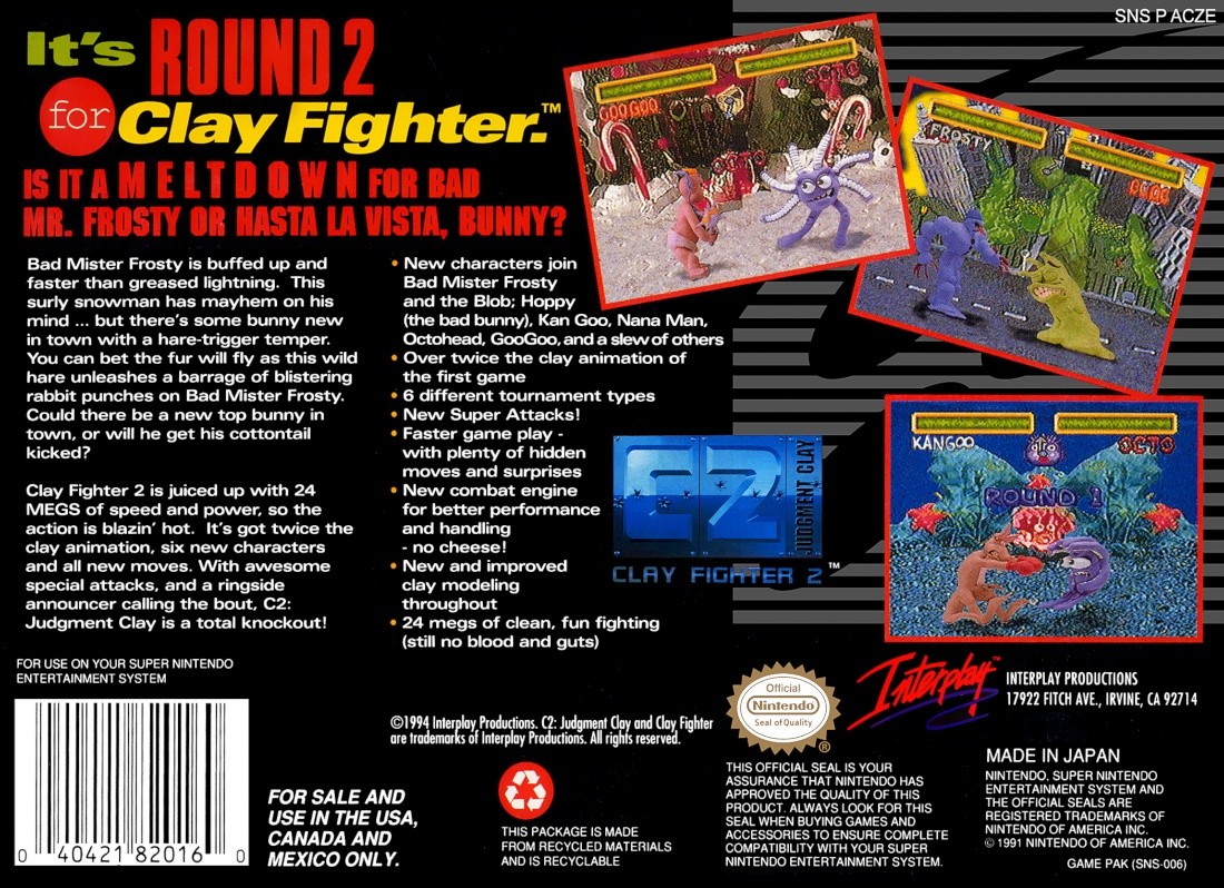 Clay Fighter 2: Judgement Clay cover
