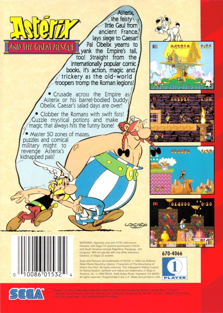 Capa do jogo Astérix and the Great Rescue