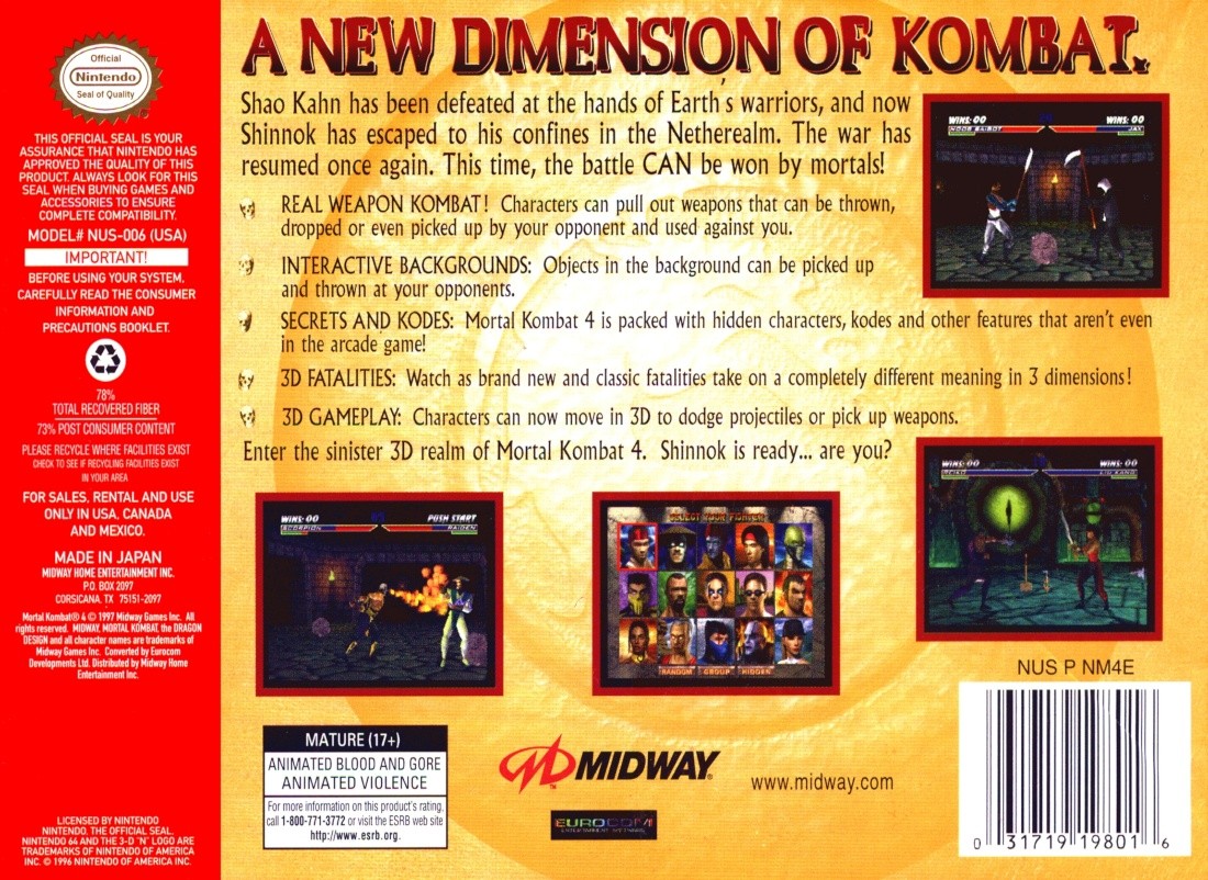 Capa do jogo Mortal Kombat 4