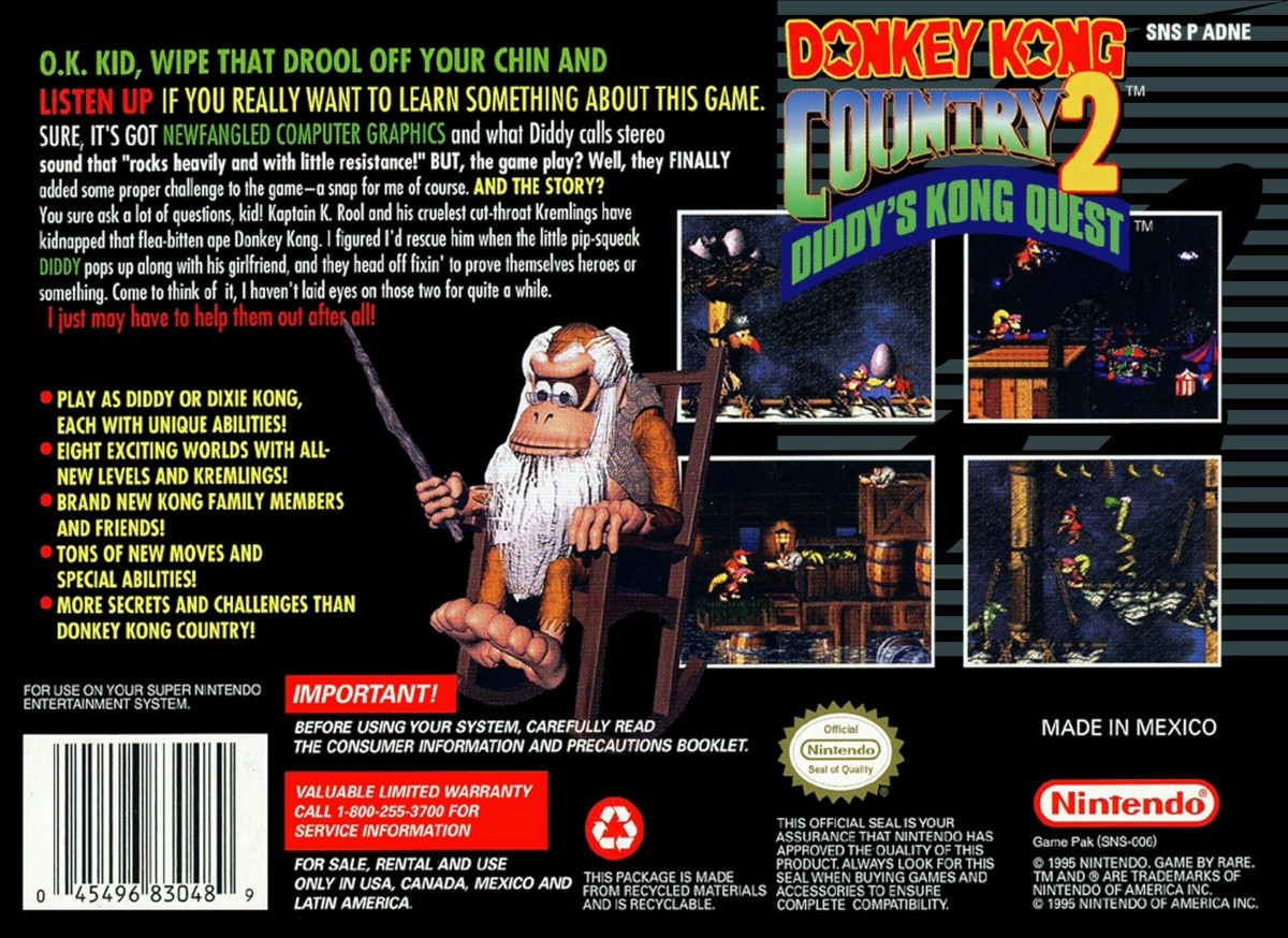 Capa do jogo Donkey Kong Country 2: Diddys Kong Quest