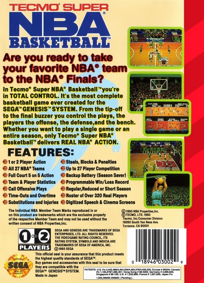 Tecmo Super NBA Basketball cover