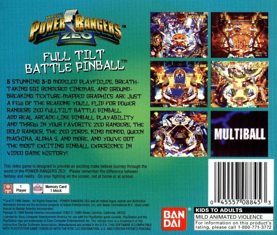 Sabans Power Rangers Zeo: Full Tilt Battle Pinball cover