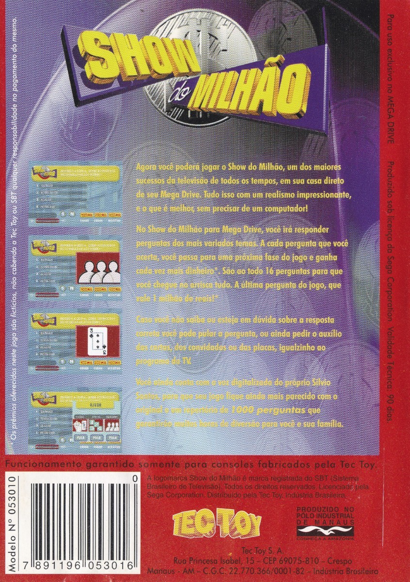 O dia em que o Show do Milhão foi parar no Mega Drive 