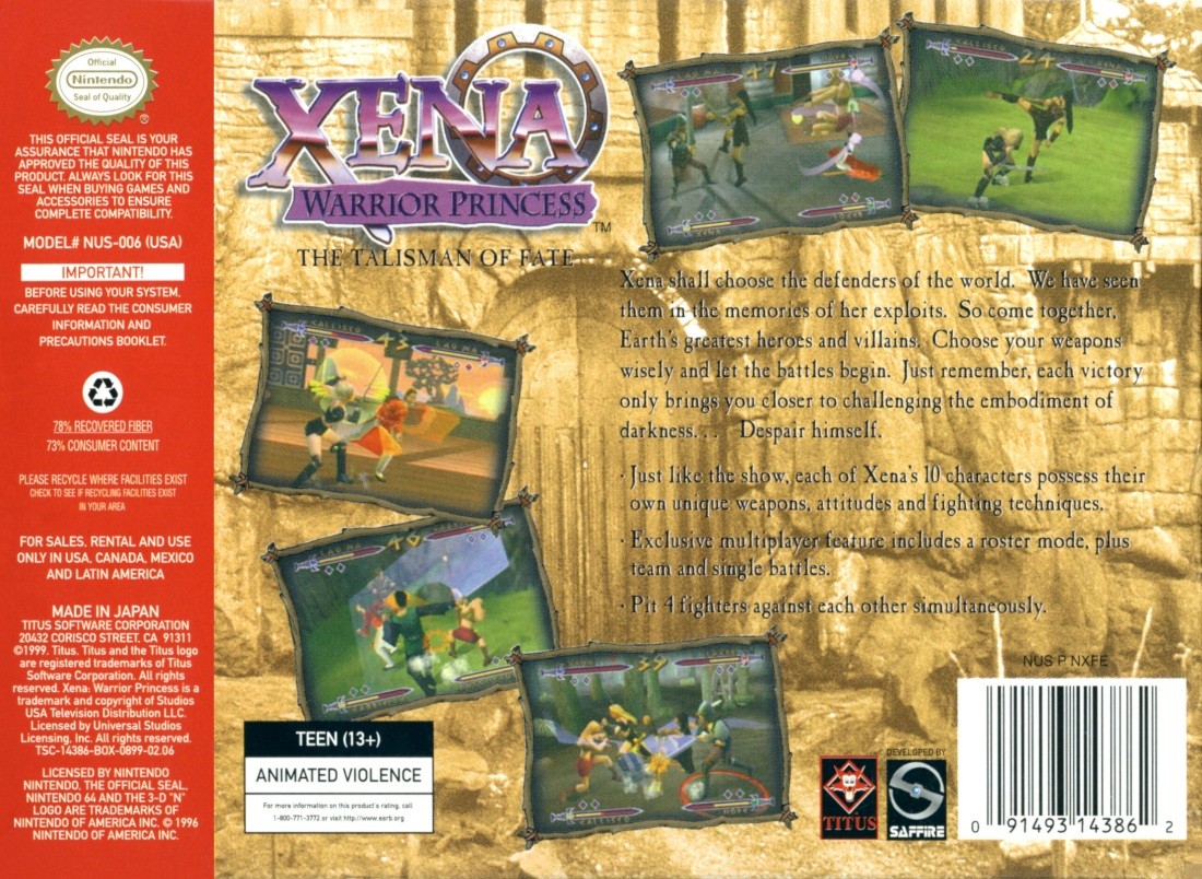 Xena: Warrior Princess - The Talisman of Fate cover