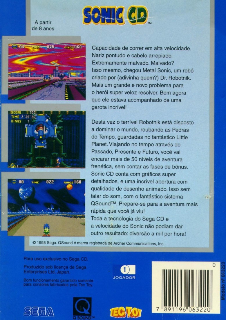 Jogo Sonic the Hedgehog CD - Sega CD (Japonês) - MeuGameUsado