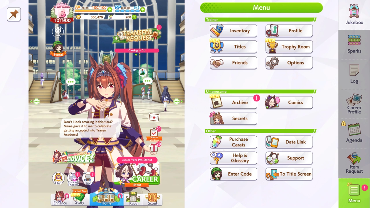 Screenshot of the game Umamusume: Pretty Derby